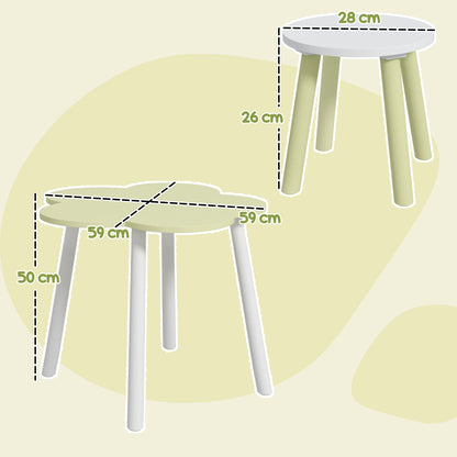 ZONEKIZ 3 Piece Kids Table and Chair Set, Flower-Design Children Furniture Set, for Bedrooms, Nurseries, Playrooms - Yellow