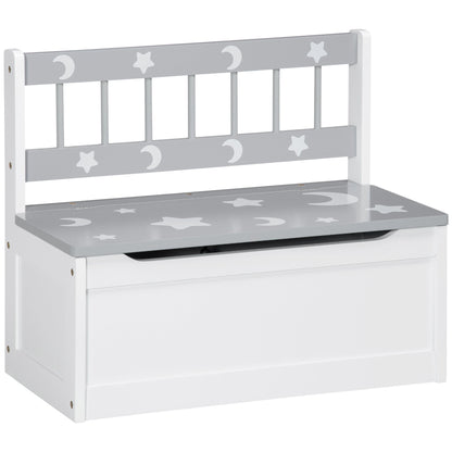 ZONEKIZ 2 In 1 Kids Storage Bench, Toy Box w/ Safety Rod - Grey