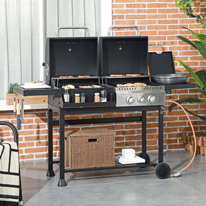 Outsunny Dual Fuel BBQ Grill - Czarny