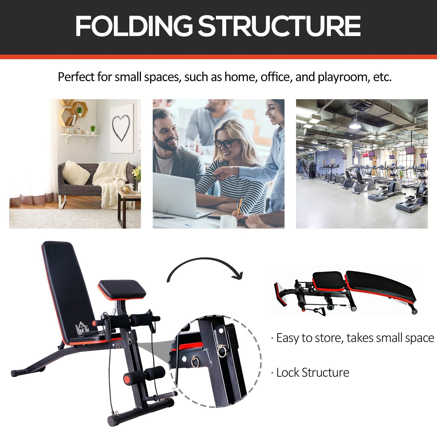 HOMCOM Adjustable Reclined Dumbbell Bench Weight Lifting Set Folding Sit Up Ab Bench Home Training Gym Multiuse Workout Exercise Fitness with 2 x 4kg Dumbbells