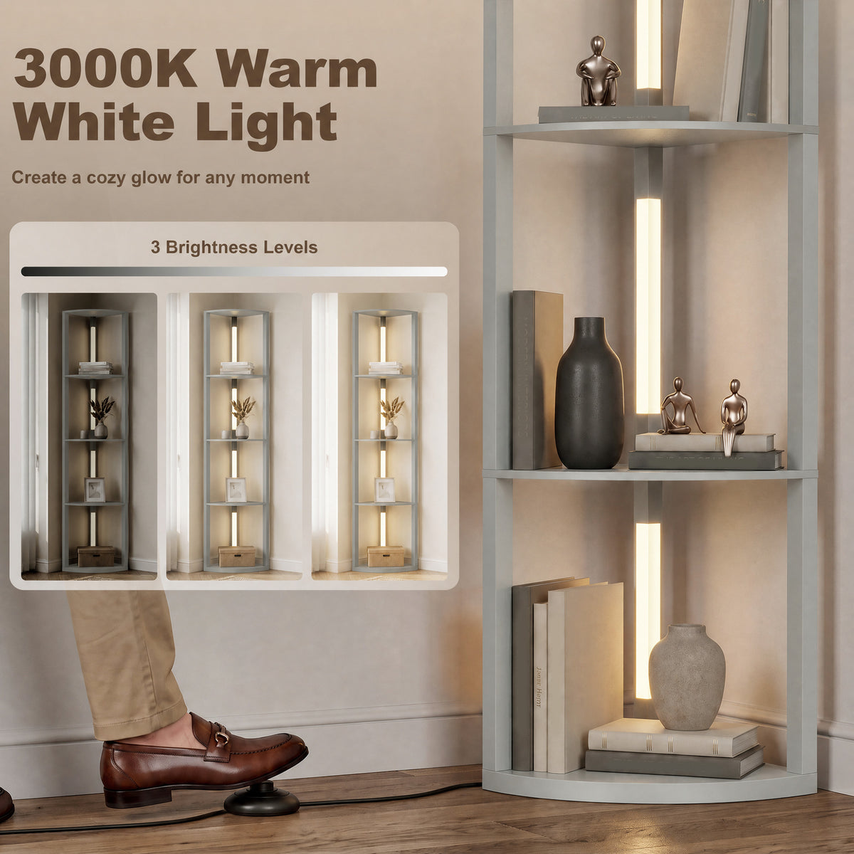 HOMCOM 4-Tier Corner Floor Lamp