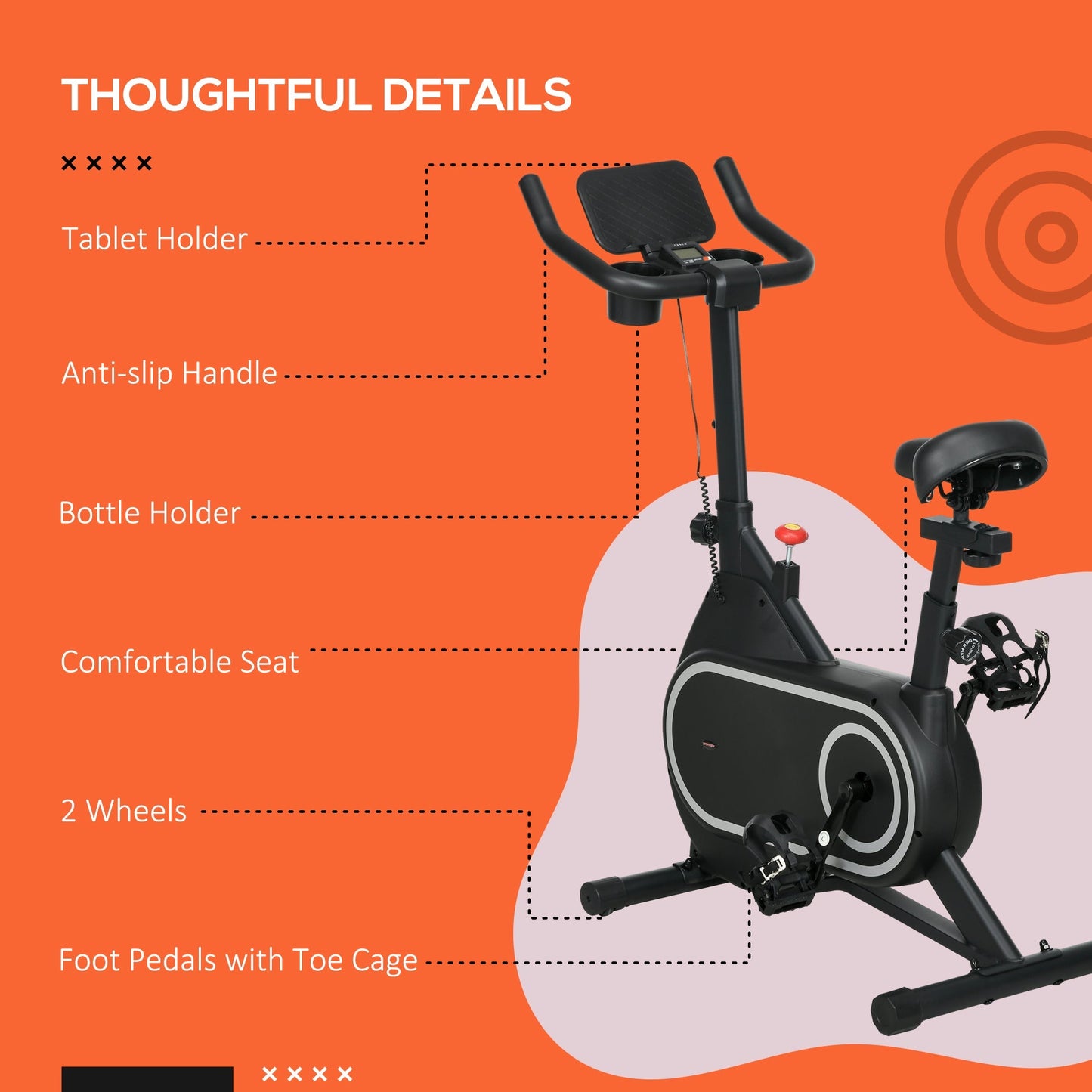 SPORTNOW Magnetic Indoor Cycling Bike, Exercise Bike with Silent Flywheel, LCD Display, Tablet Holder, Comfortable Seat