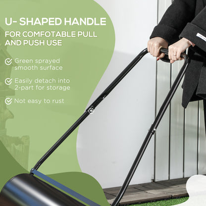 DURHAND 38L Heavy Duty Water or Sand Filled Garden Steel Lawn Roller Drum â50cm Black