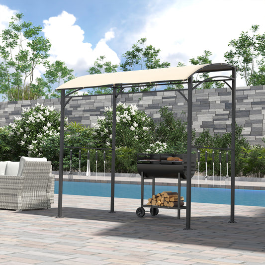 Namiot ogrodowy Outsunny 2,2 x 1,5 m z grillem BBQ, metalową ramą, zakrzywionym daszkiem i 10 haczykami, markiza przeciwsłoneczna do użytku na zewnątrz, beżowy