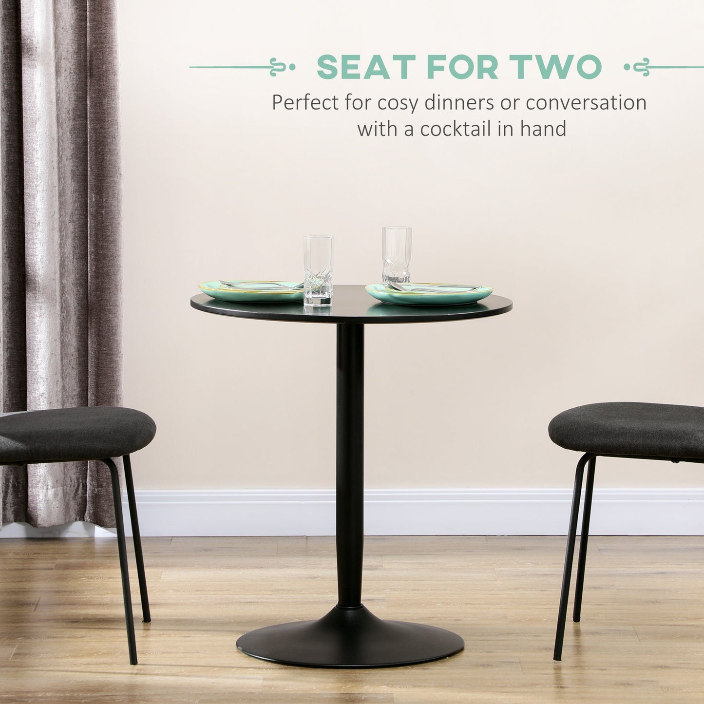 HOMCOM 75H x â70cm Two-Person Minimalistic Dining Table - Black