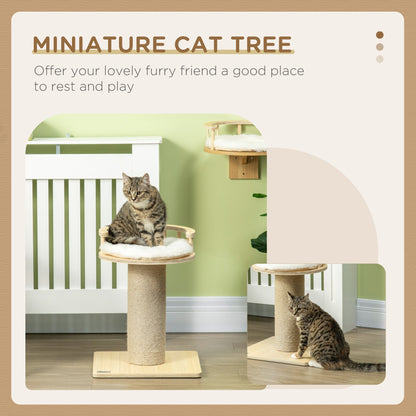 PawHut 52cm Cat Tree, Kitty Activity Centre w/ Bed, Jute Scratching Post