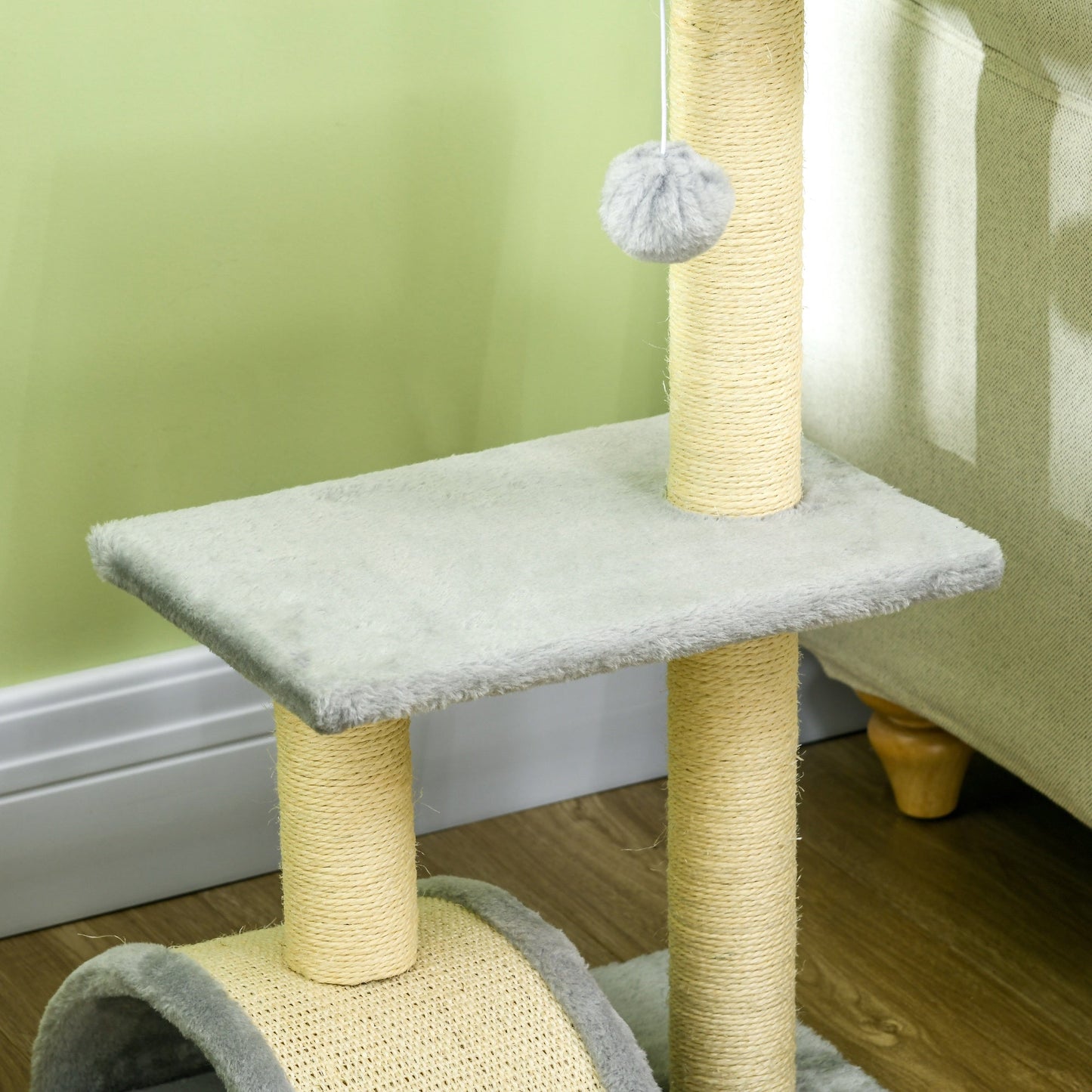 PawHut 72cm Cat Tree with Scratching Post, Pad for Indoor Cats - Light Grey