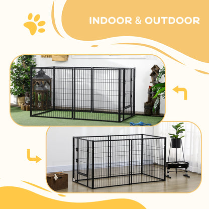 PawHut 82.5-150 x 81cm Heavy Duty Pet Playpen, 6 Panel Exercise Pen for Dogs, with Adjustable Length, for Indoors and Outdoors, Small and Medium Dogs