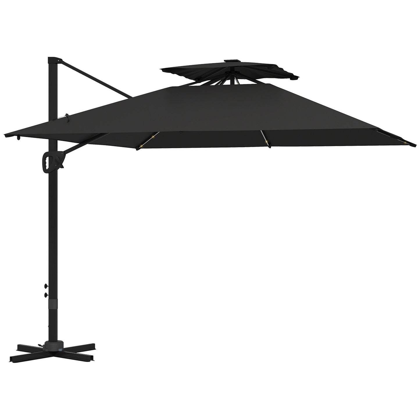 Outsunny Multi-Angle LED Light Parasol Umbrella - Black