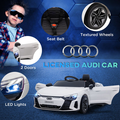 HOMCOM Audi Licencjonowany elektryczny jeździk dla dzieci 12 V, z pilotem, zawieszeniem, światłami, muzyką i silnikiem – biały