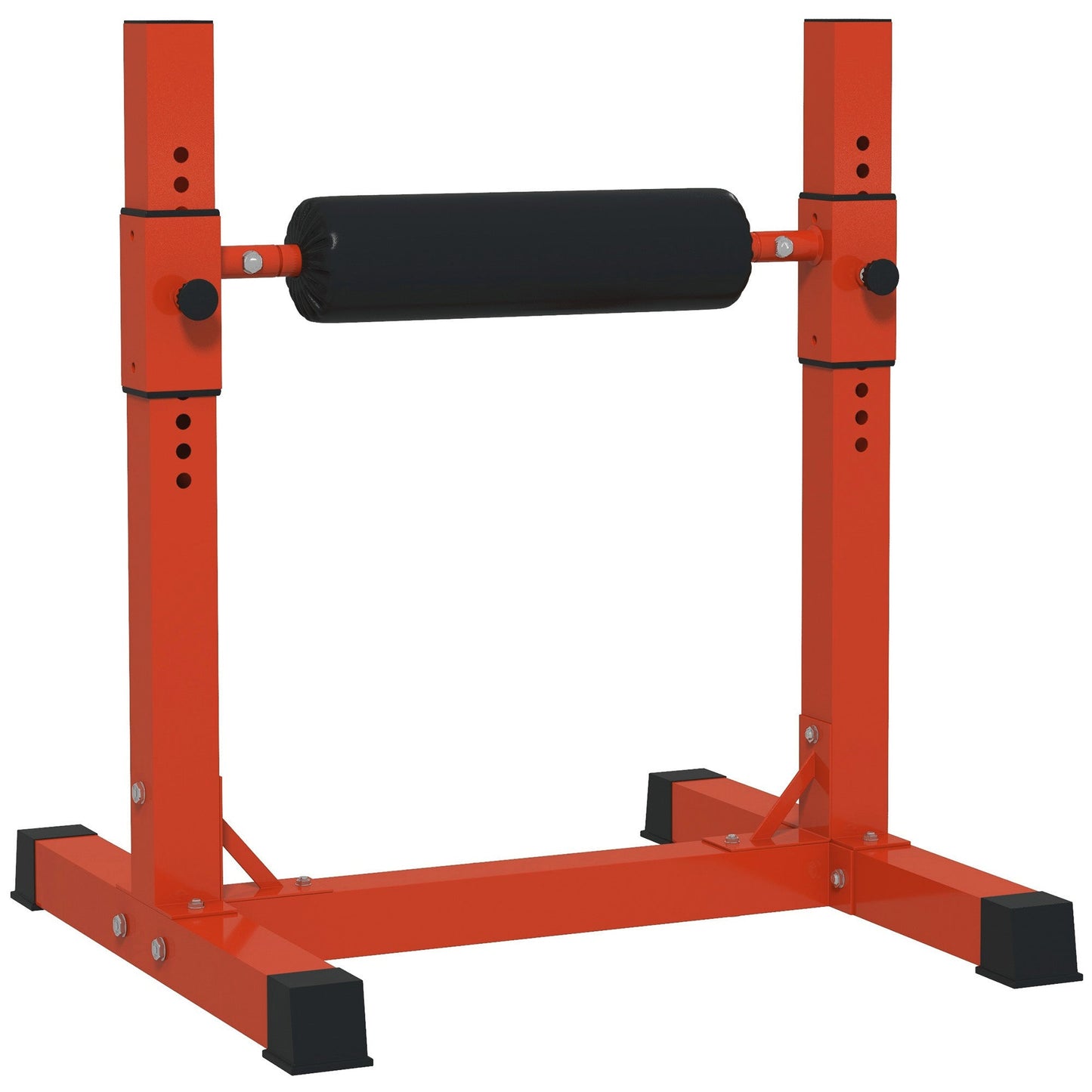 SPORTNOW Bulgarian Split Squat Stand, 12-Level Adjustable Single Leg Squat Machine with Foam Roller and Anti-Slip Pads for Lower Body Strength Training, Red