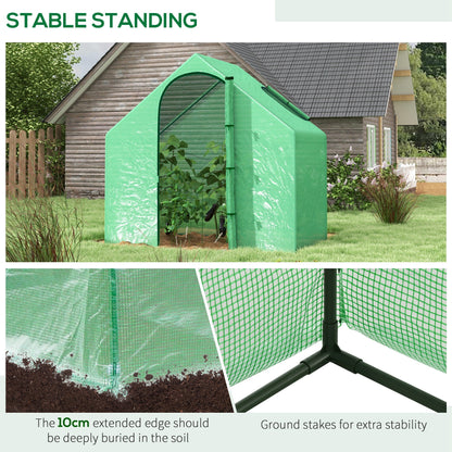 Outsunny Walk In Mini Greenhouse Garden Outdoor Flower Planter Steel Frame w/ Zipped Door & Window, PE Cover, 180 x 100 x 168CM