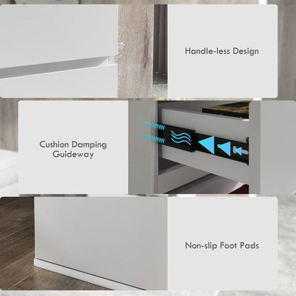 HOMCOM High Gloss Chest of Drawers, 4-Drawer Storage Cabinets, Modern Dresser for Bedroom, White