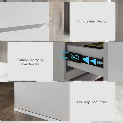 HOMCOM High Gloss Chest of Drawers, 4-Drawer Storage Cabinets, Modern Dresser for Bedroom, White