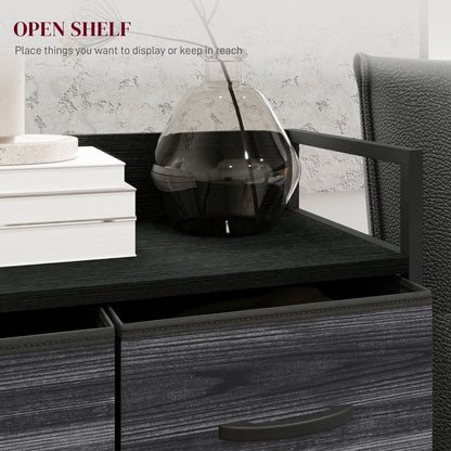 HOMCOM Rustic Chest of Four Fabric Drawers - Black