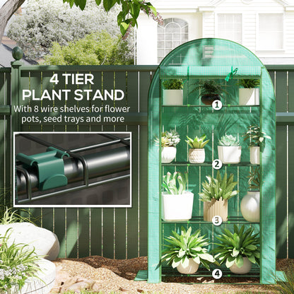 Outsunny Four Shelf Mini Greenhouse - Green