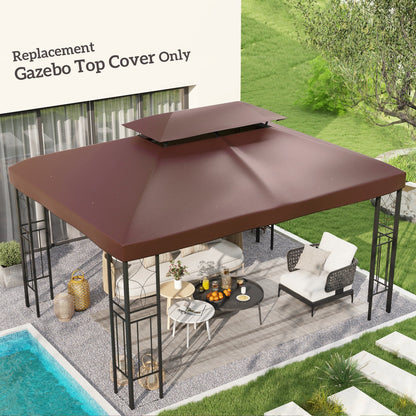 غطاء بديل لمظلة Gazebo مقاس 3×4 أمتار من Outsunny، غطاء علوي مكون من طبقتين للسقف ومظلة واقية من الأشعة فوق البنفسجية للحديقة والفناء الخارجي، بني (الغطاء العلوي فقط)