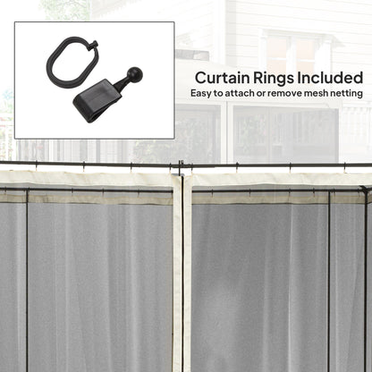 Outsunny 302 x 207cm Universal Replacement Mesh Sidewall Netting for Patio Gazebos and Canopy Tents, (Sidewall Only) Beige