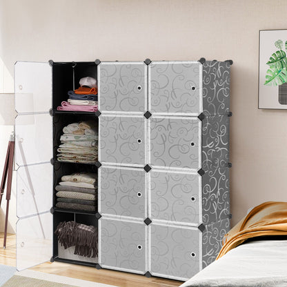 12-Cube Modular Storage Cabinet with Doors for Bedroom & Living Room