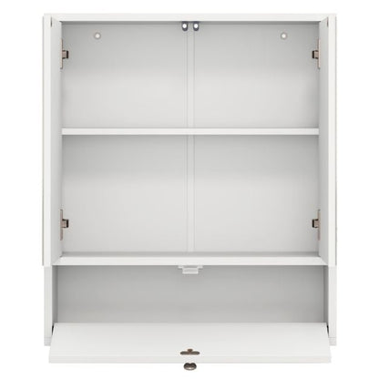 Wall-Mounted Bathroom Cabinet with Mirror and 3-Level Adjustable Shelf and Flip-Open Compartment-White