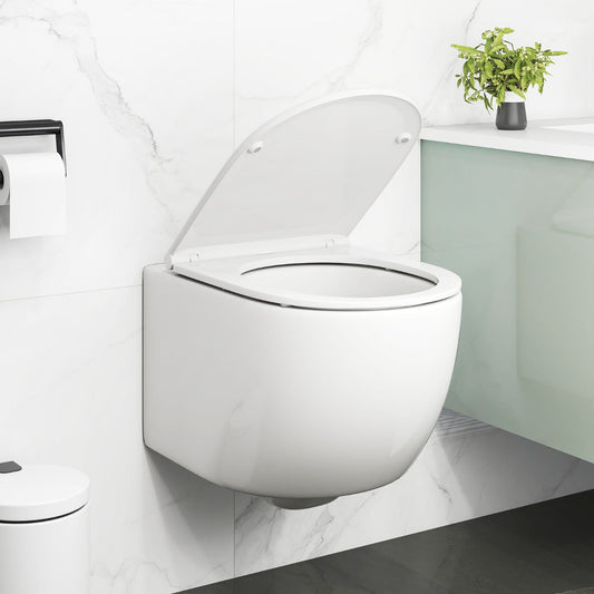 Wall Hung Toilet Ceramic Wall-Mounted Toilet Bowl and Toilet Seat