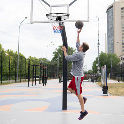 Wall Mounted Basketball Hoop with Double Spring and All Weather Net