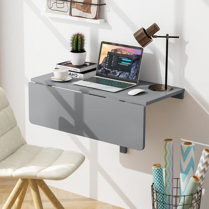 80 x 60 cm Wall Mounted Folding Table Drop-Leaf Floating Writing Desk-Grey