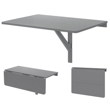 80 x 60 cm Wall Mounted Folding Table Drop-Leaf Floating Writing Desk-Grey