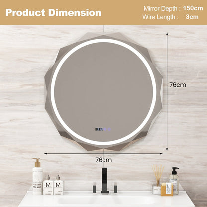 Wall Mounted Mirror with Dimmable 3-Color Lights and Memory Function