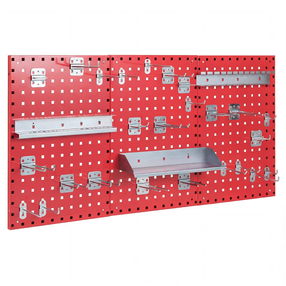 Wall-Mounted Pegboard Tool Organizing Kit with 28 PCS Hanging Accessories-Red
