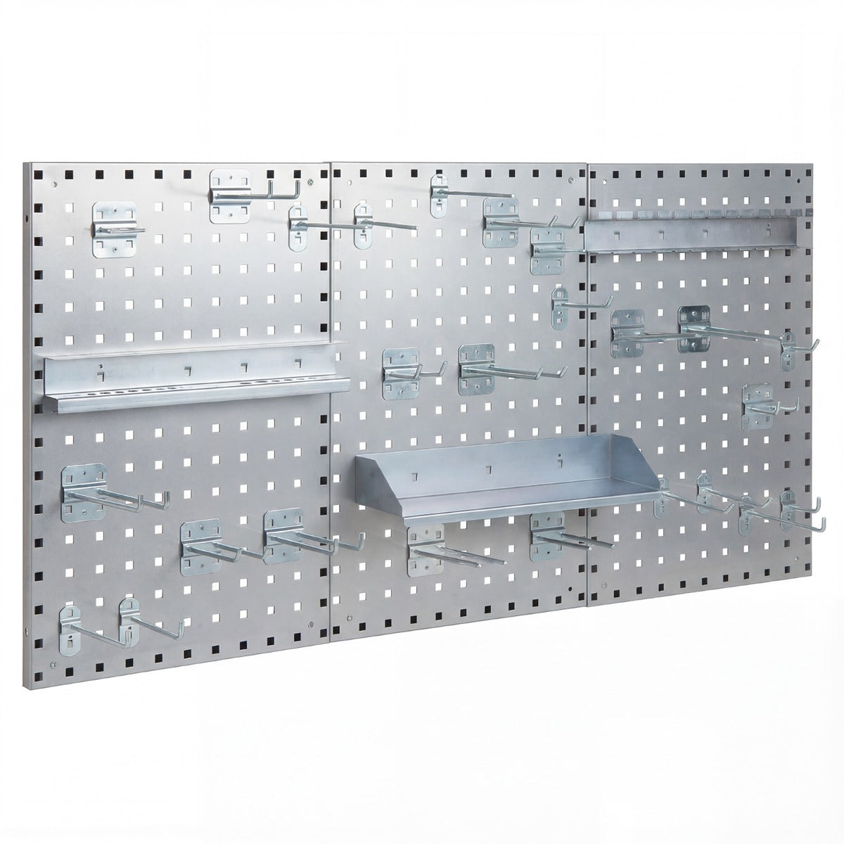 Wall-Mounted Pegboard Tool Organizing Kit with 28 PCS Hanging Accessories-Silver