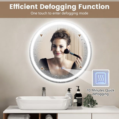 Wall Mounted Round Mirror with 3-Color Dimmable Lights and 3-Color Dimmable