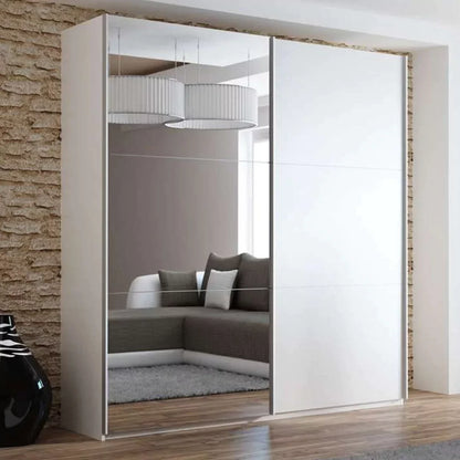 Boris Sliding Door 200cm Wardrobe with Mirror - Black, White, Graphite