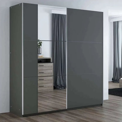 Oldham Sliding Mirror Door 200cm Wardrobe - Grey, White