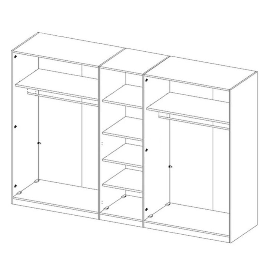 Steadfast 21 - 5 Door Wardrobe 225cm - Grey Gloss