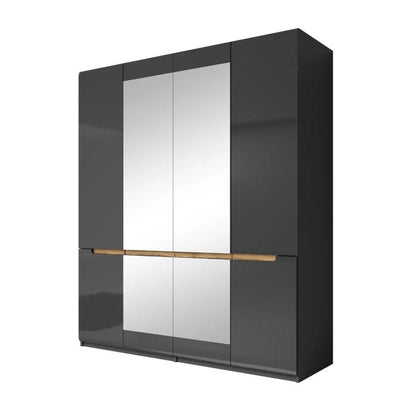 Steadfast 20 - 4 Door Mirror Wardrobe 180cm - Grey Gloss