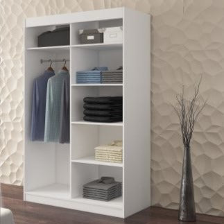 Laos Mirrored 2-Door Sliding Wardrobe 120cm - White, Brown, Truffle Oak or Sonoma Oak