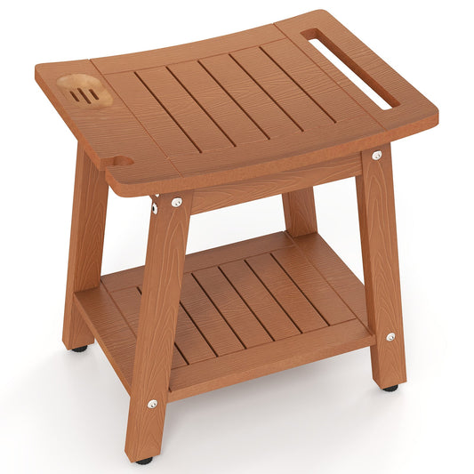 Waterproof Shower Bench Seat HIPS Shower Stool with Handle-Coffee
