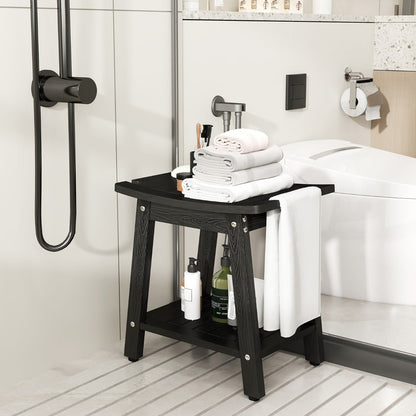 Waterproof Shower Bench Seat HIPS Shower Stool with Handle-Black