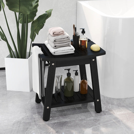 Waterproof Shower Bench Seat HIPS Shower Stool with Handle-Black