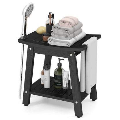 Waterproof Shower Bench Seat HIPS Shower Stool with Handle-Black