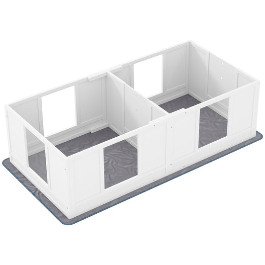 PawHut Two Room Design, Skrzynia porodowa dla psów z matą porodową, przezroczyste panele, regulowane wejście, dla małych psów, 164 x 80 cm
