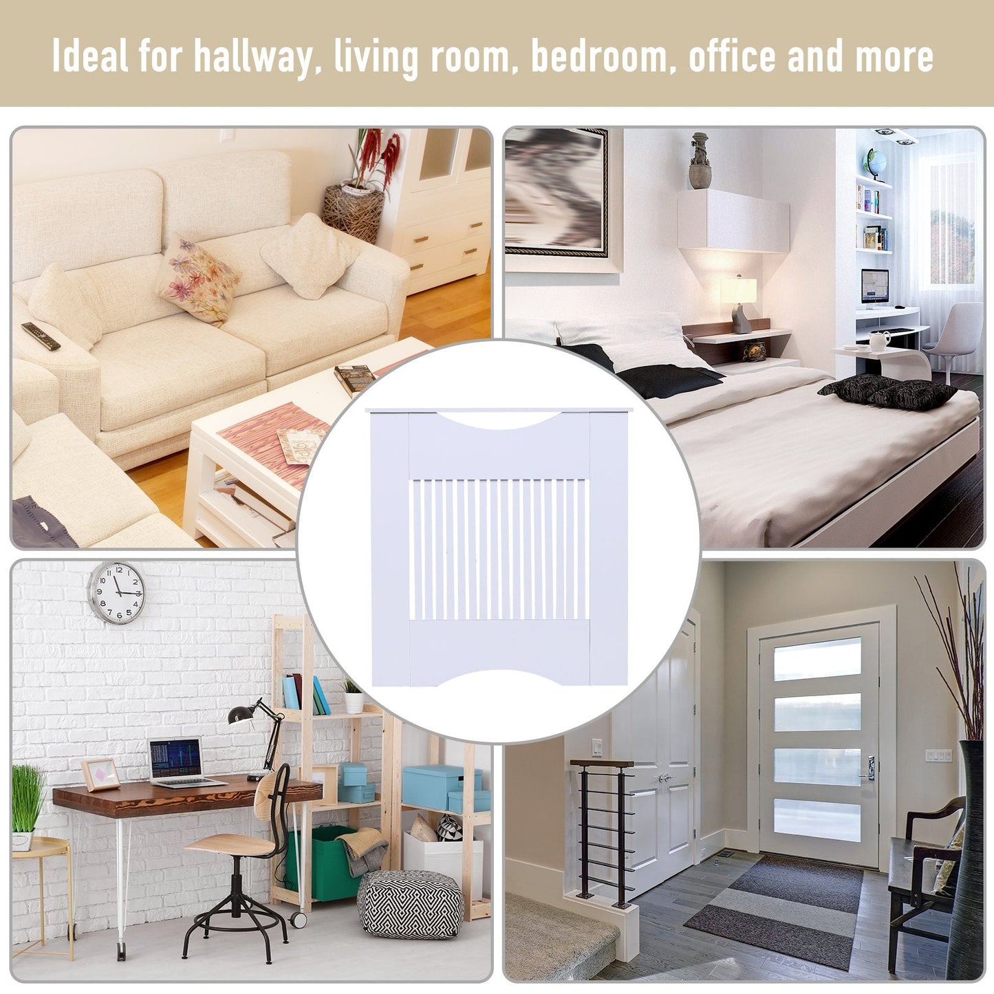 Radiator Cover W/E1 Class 12mm MDF Engineered Wood, 78W x 19D x 80.5Hcm-White