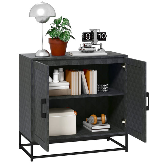 HOMCOM Modern Sideboard, Freestanding Sideboard Storage Cabinet with Adjustable Shelf and 2 Doors for Living Room, Black