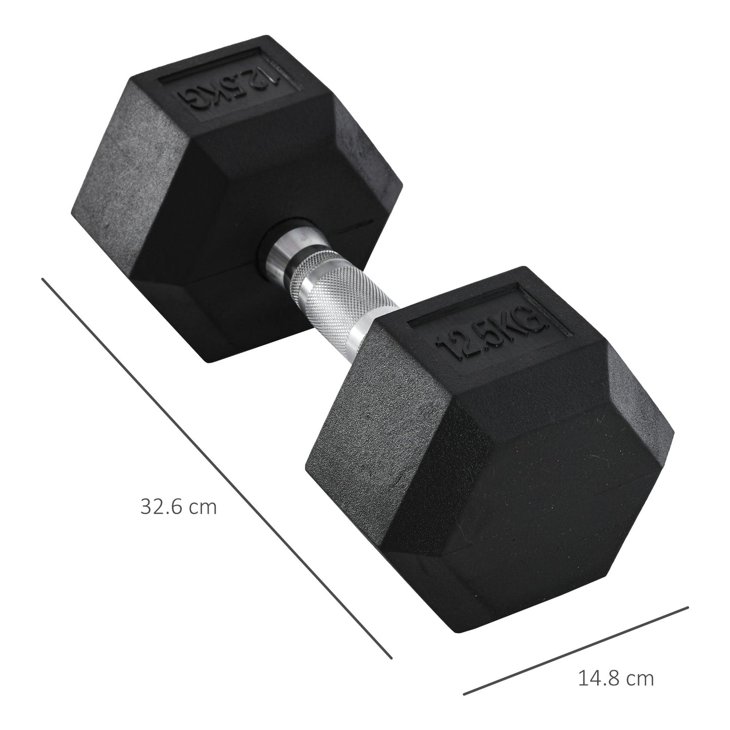 HOMCOM 2x12.5kg Rubber Hex Dumbbell Portable Hand Weights Dumbbell Home Gym Workout Fitness Hand Dumbbell