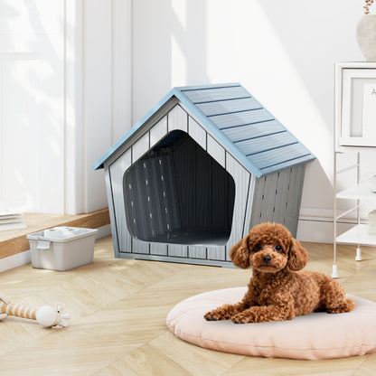 Weatherproof Plastic Cat House with Air Vents-Blue