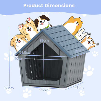 Weatherproof Plastic Cat House with Air Vents-Blue