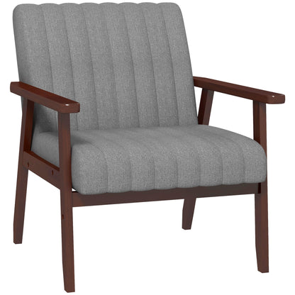 Fotel akcentowy HOMCOM Mid Century z drewnianymi nogami - szary