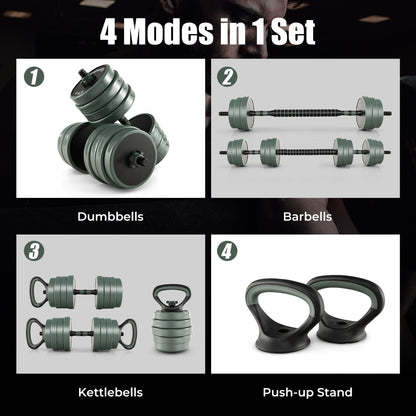 4-in-1 Weight Set with Dumbbells and Barbells for Home Gym Fitness Exercises-Black