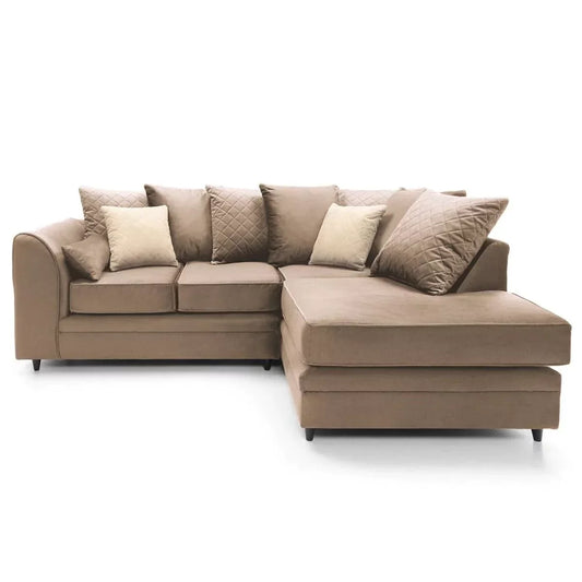 Chic Velvet Corner Sofa - Tan Brown